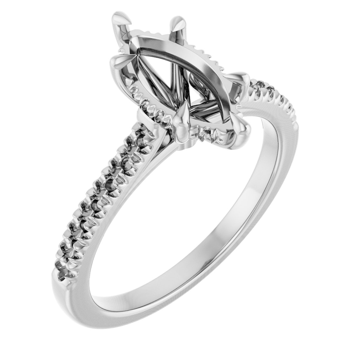 Claw-Prong Hidden Halo-Style Engagement Ring