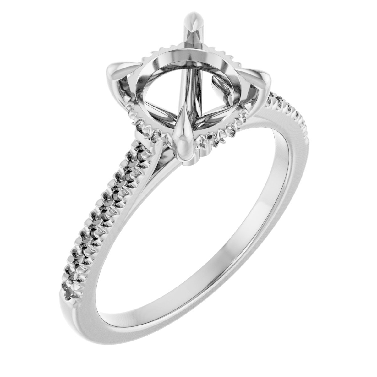 Claw-Prong Hidden Halo-Style Engagement Ring