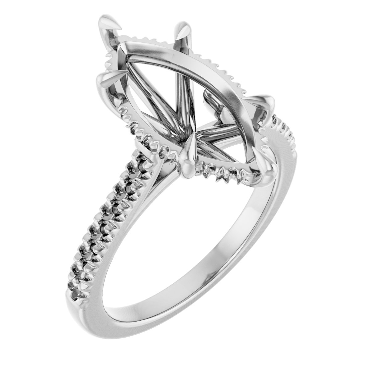 Claw-Prong Hidden Halo-Style Engagement Ring