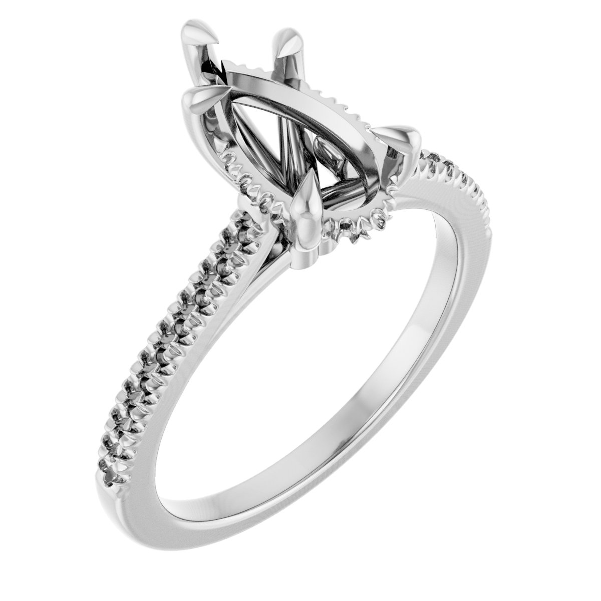 Claw-Prong Hidden Halo-Style Engagement Ring