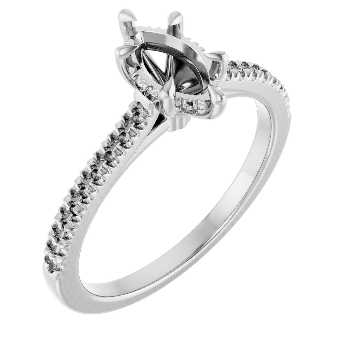 Claw-Prong Hidden Halo-Style Engagement Ring