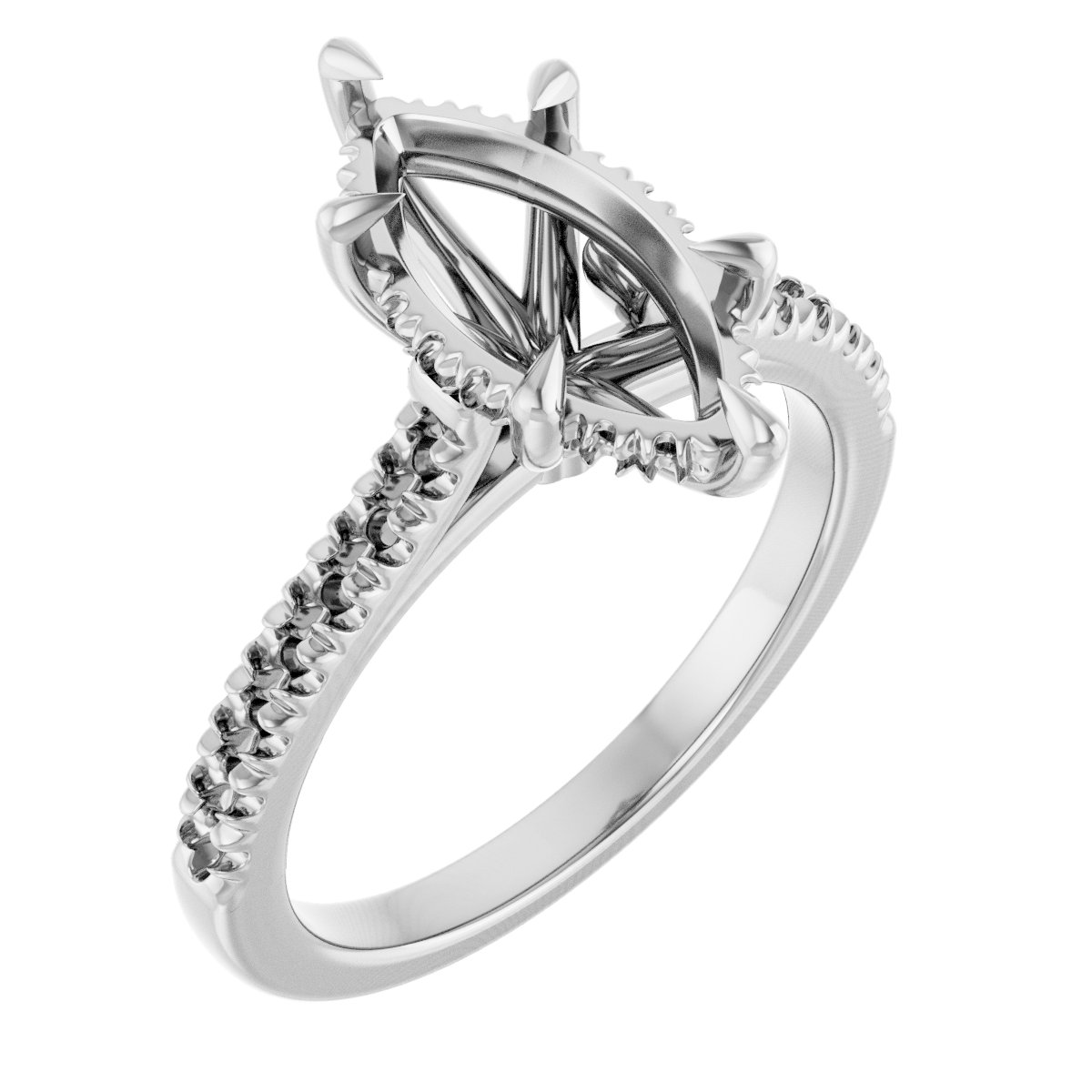 Claw-Prong Hidden Halo-Style Engagement Ring