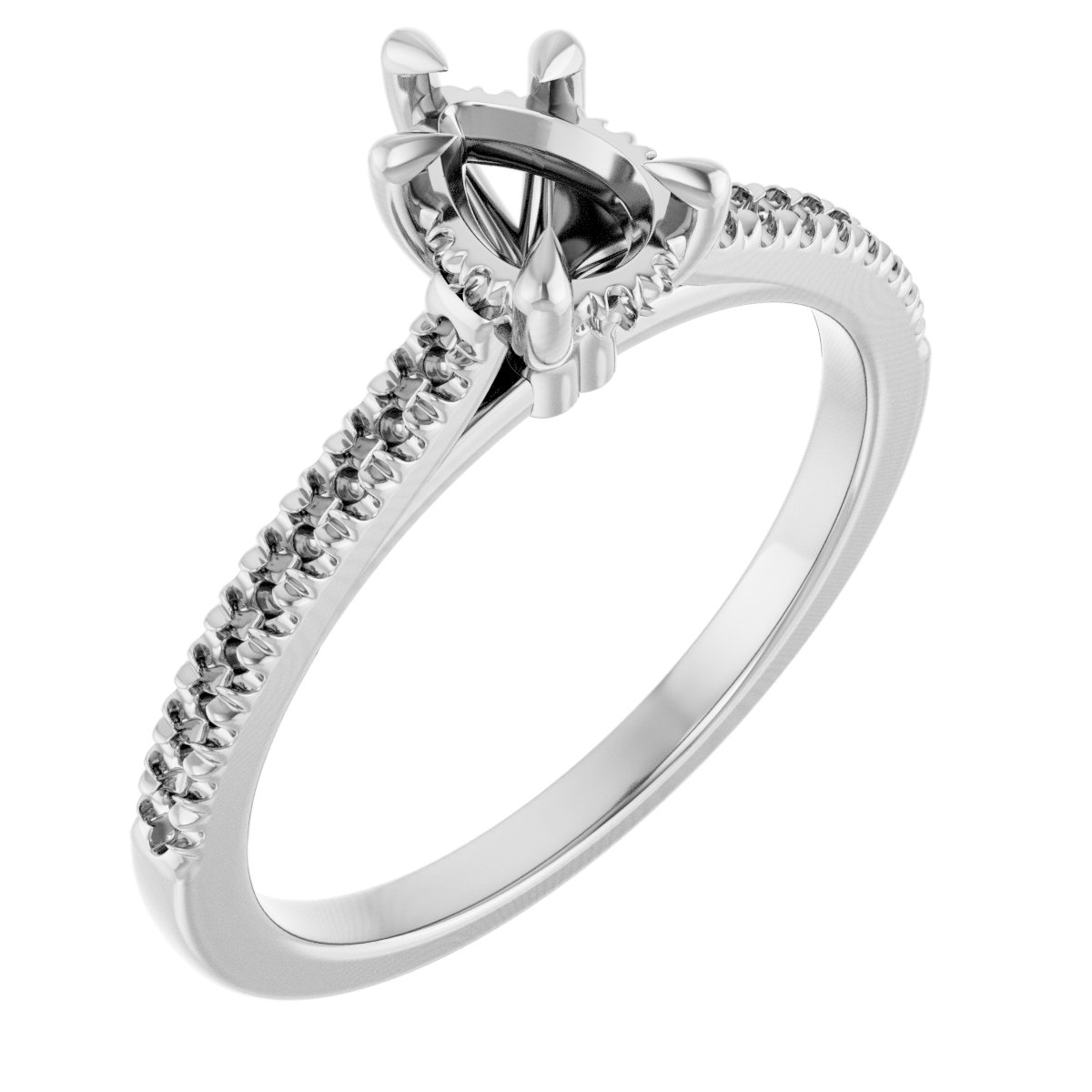 Claw-Prong Hidden Halo-Style Engagement Ring