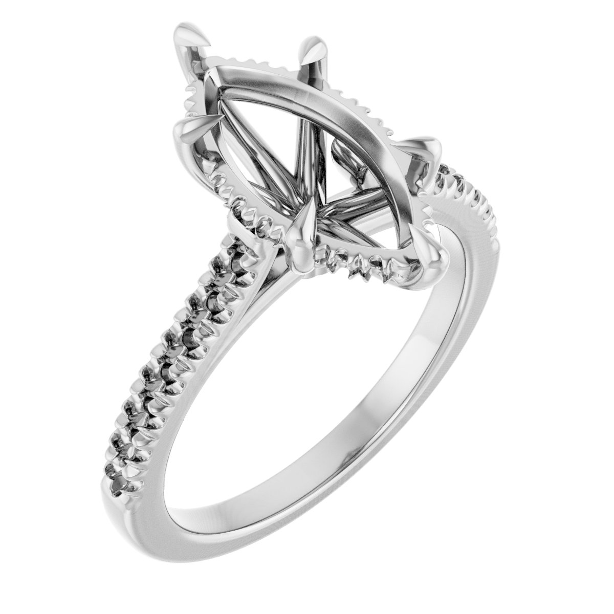 Claw-Prong Hidden Halo-Style Engagement Ring