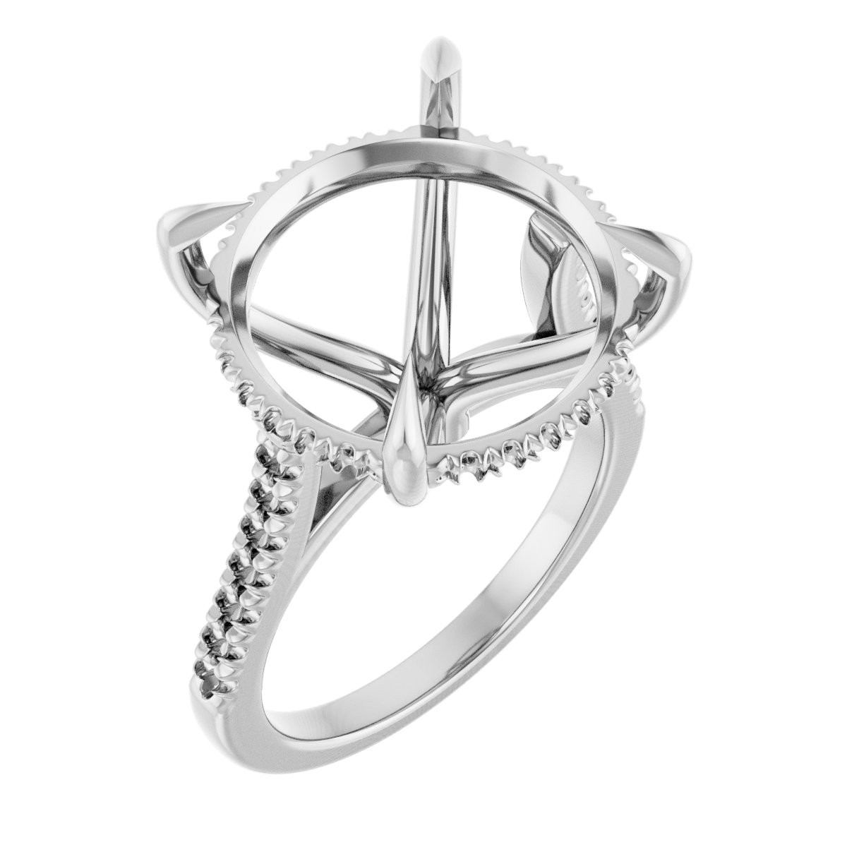 Claw-Prong Hidden Halo-Style Engagement Ring