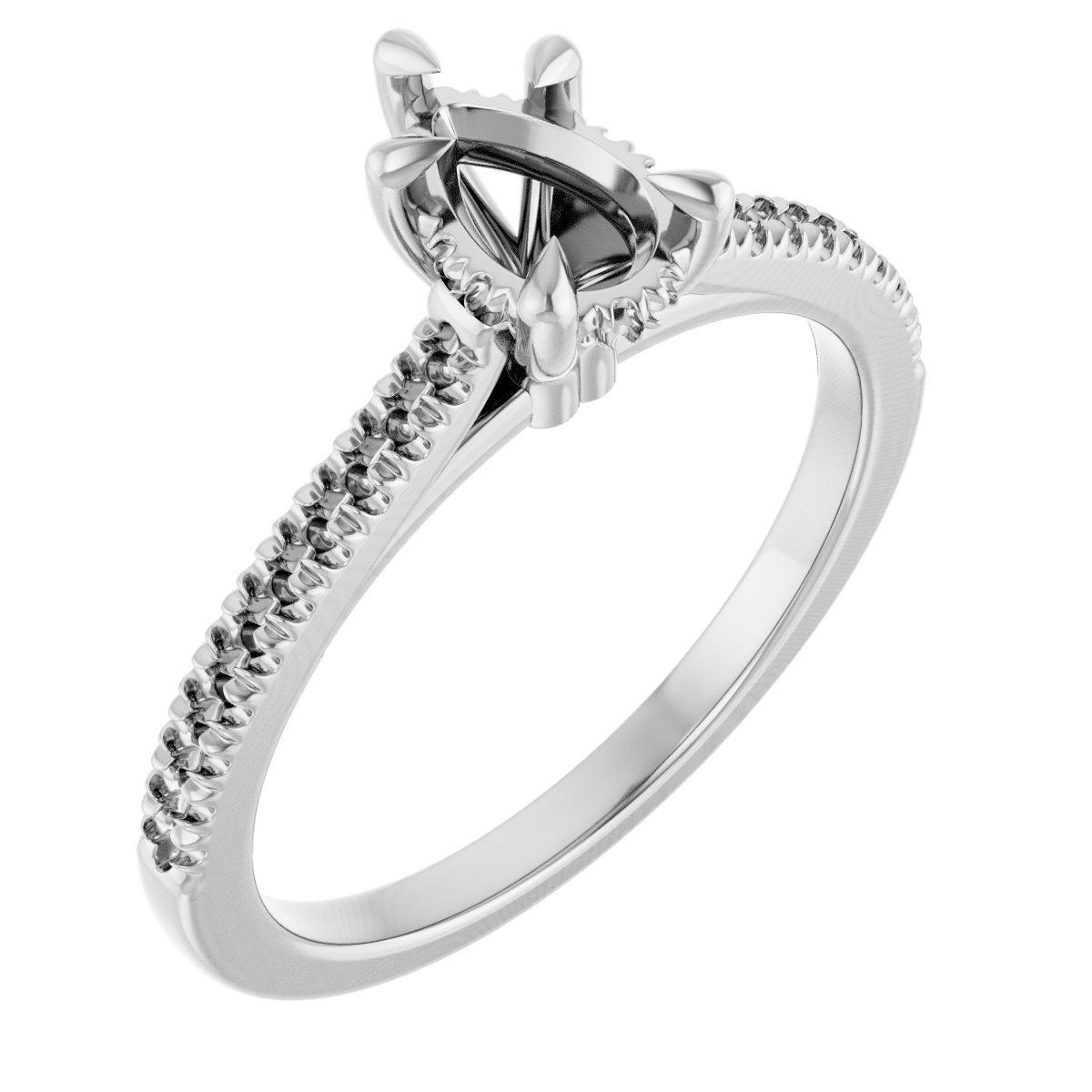 Claw-Prong Hidden Halo-Style Engagement Ring