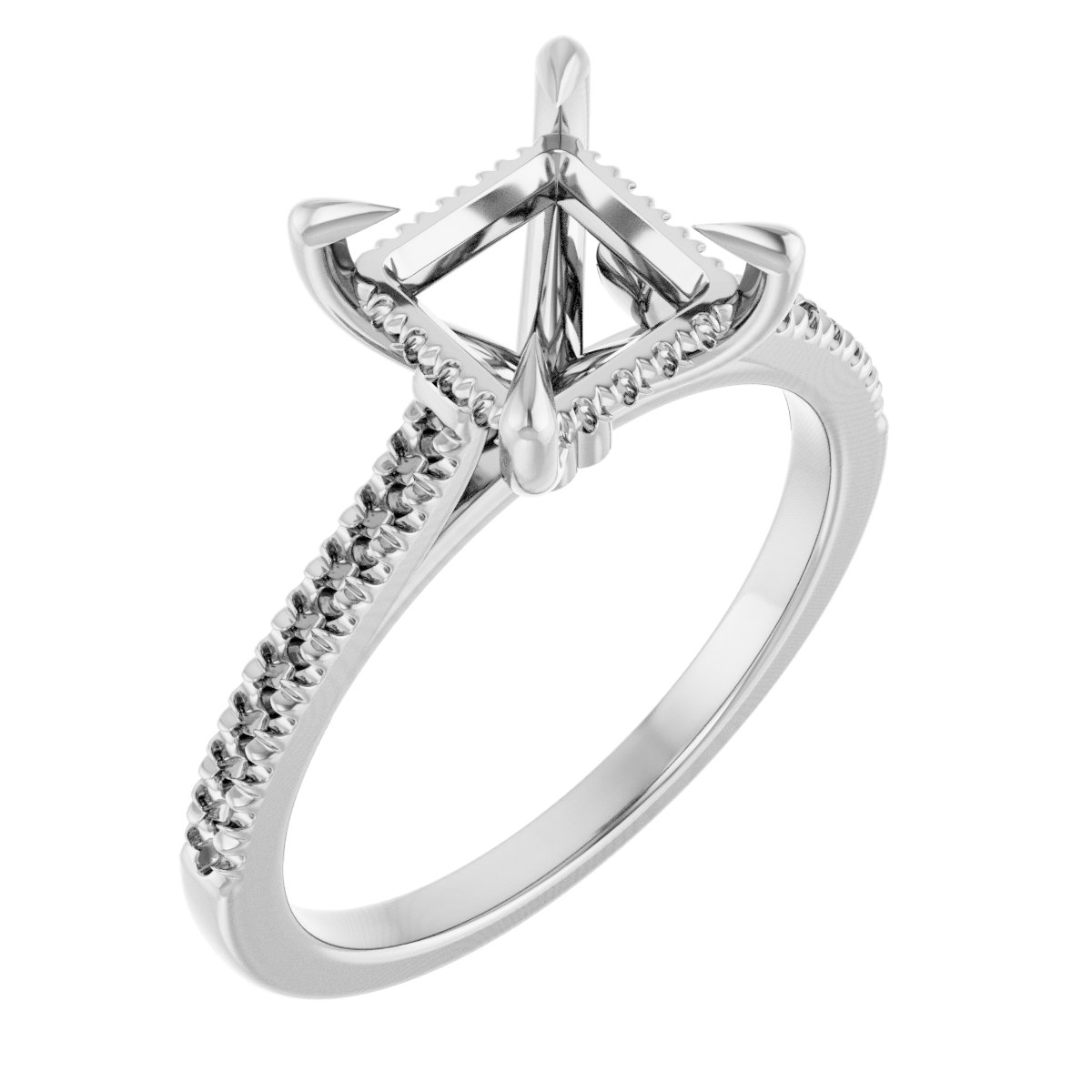 Claw-Prong Hidden Halo-Style Engagement Ring