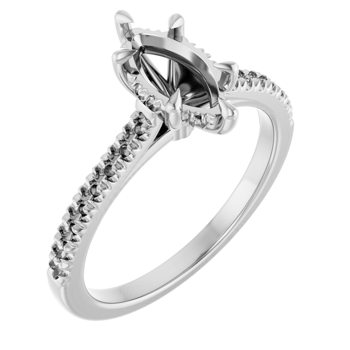 Claw-Prong Hidden Halo-Style Engagement Ring