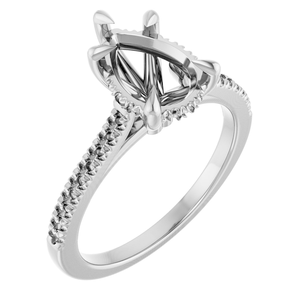 Claw-Prong Hidden Halo-Style Engagement Ring