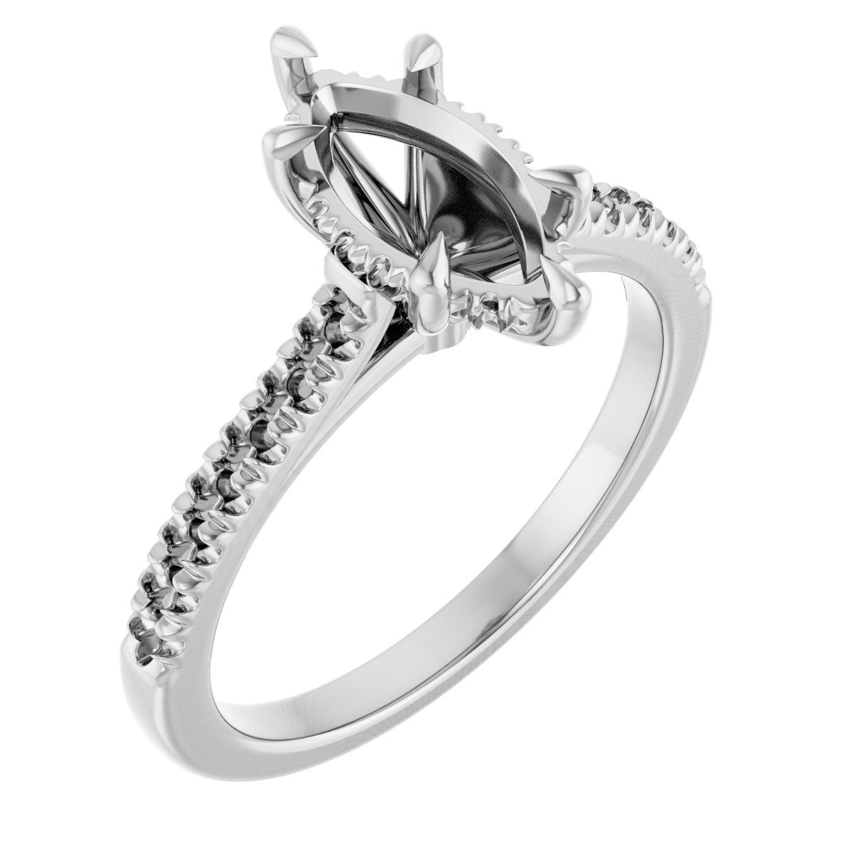Claw-Prong Hidden Halo-Style Engagement Ring
