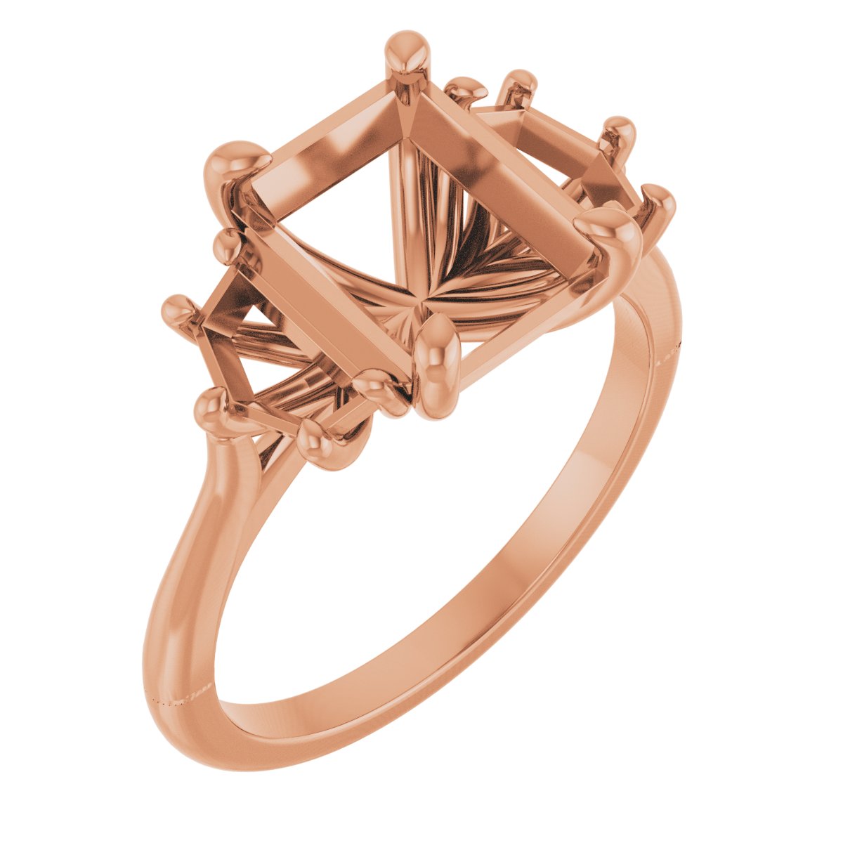 Claw-Prong Three-Stone Engagement Ring or Band