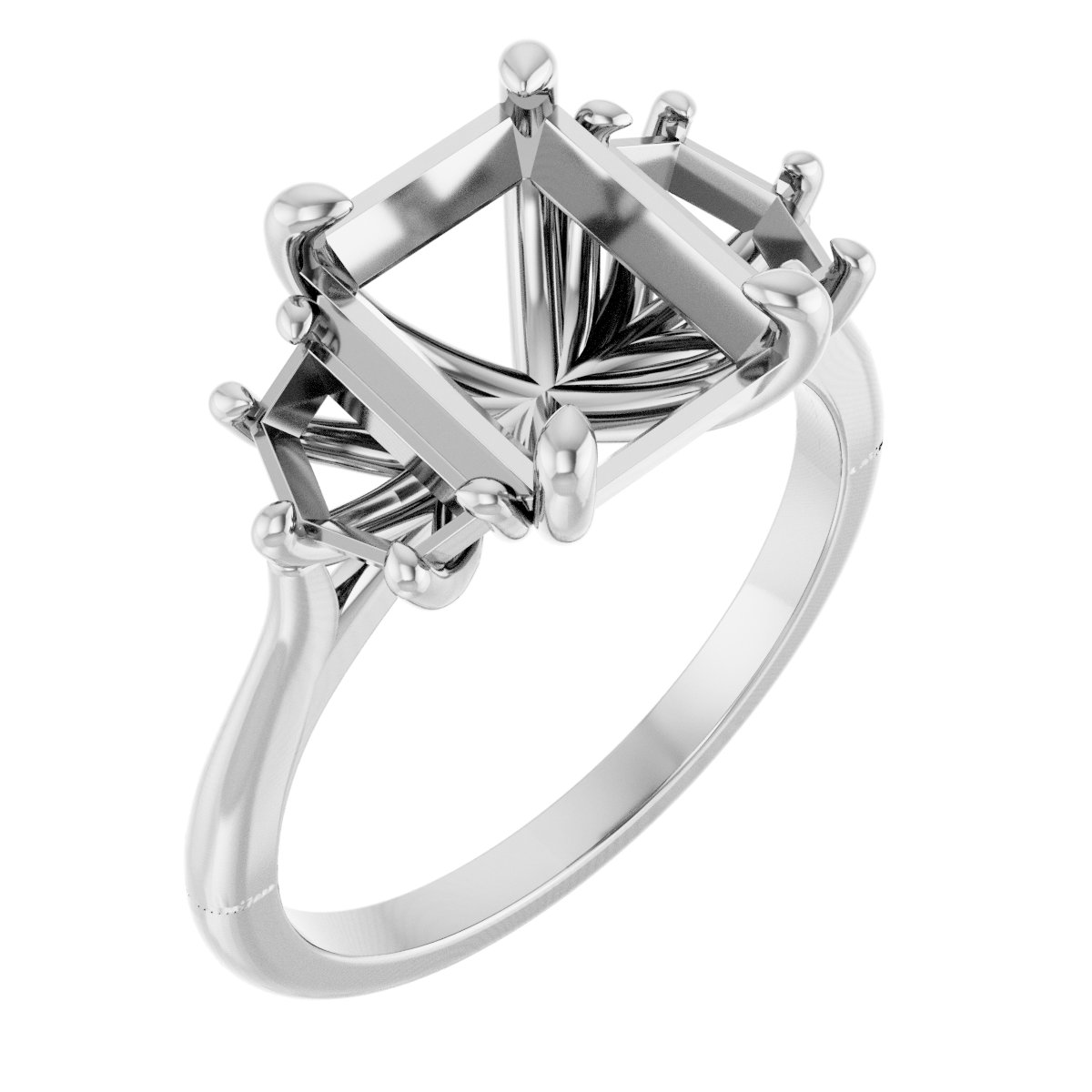 Claw-Prong Three-Stone Engagement Ring or Band