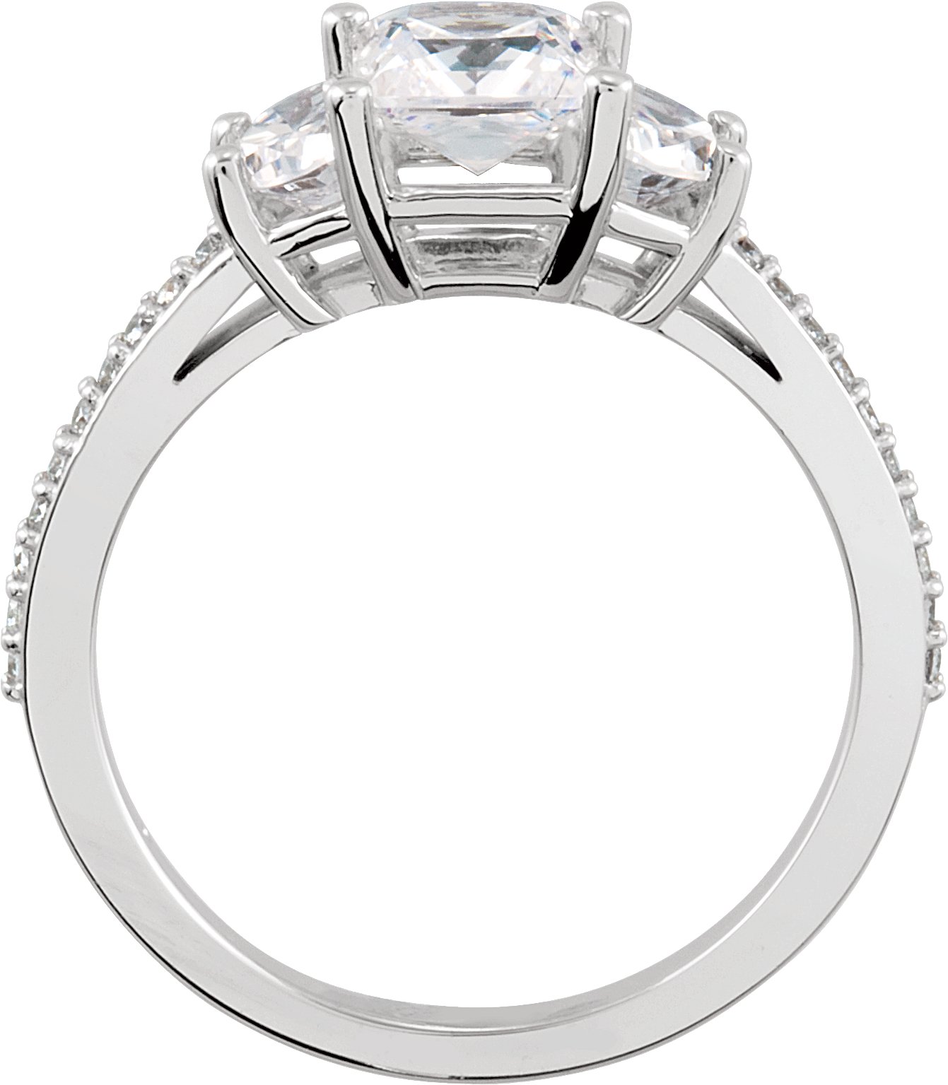 10K Rose 5.5 mm Square Three-Stone Engagement Ring Mounting