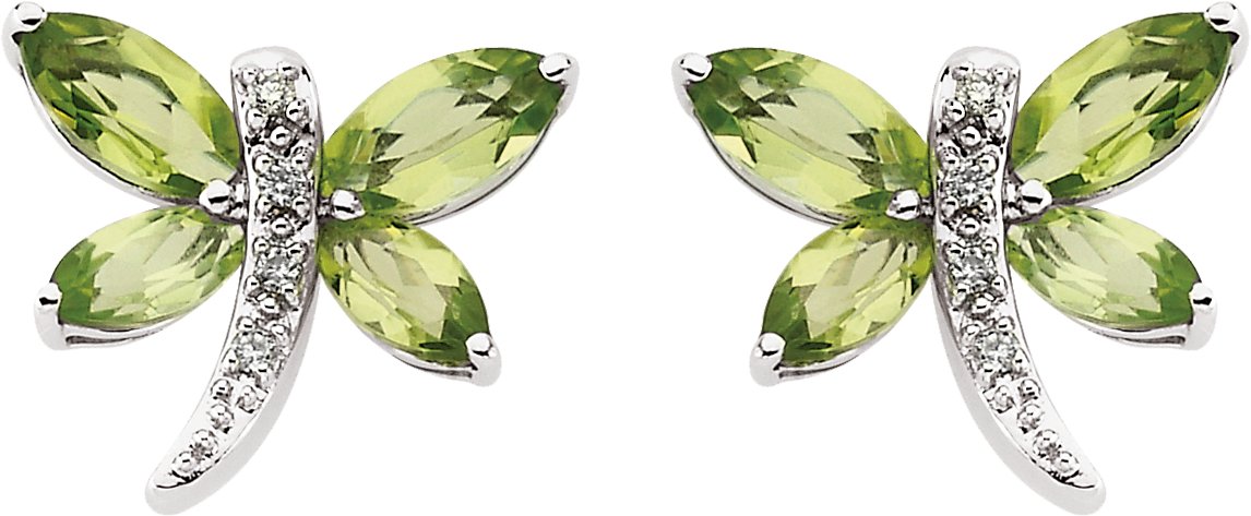 Peridot and Diamond Dragonfly Earrings 5x2.5mm .04 CTW Ref 646507