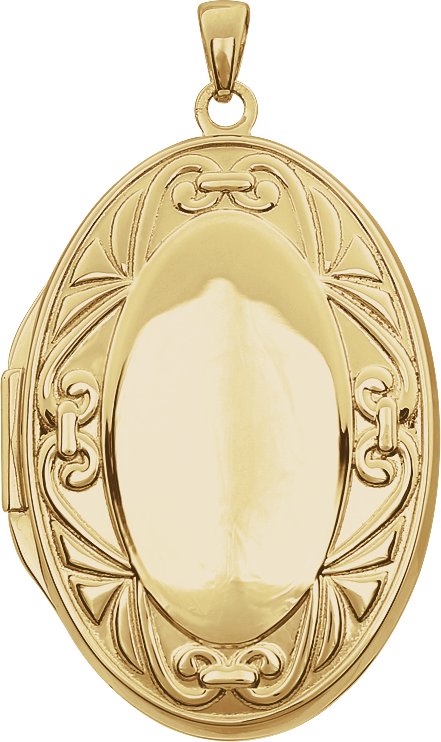 14K Yellow Engravable Oval Locket