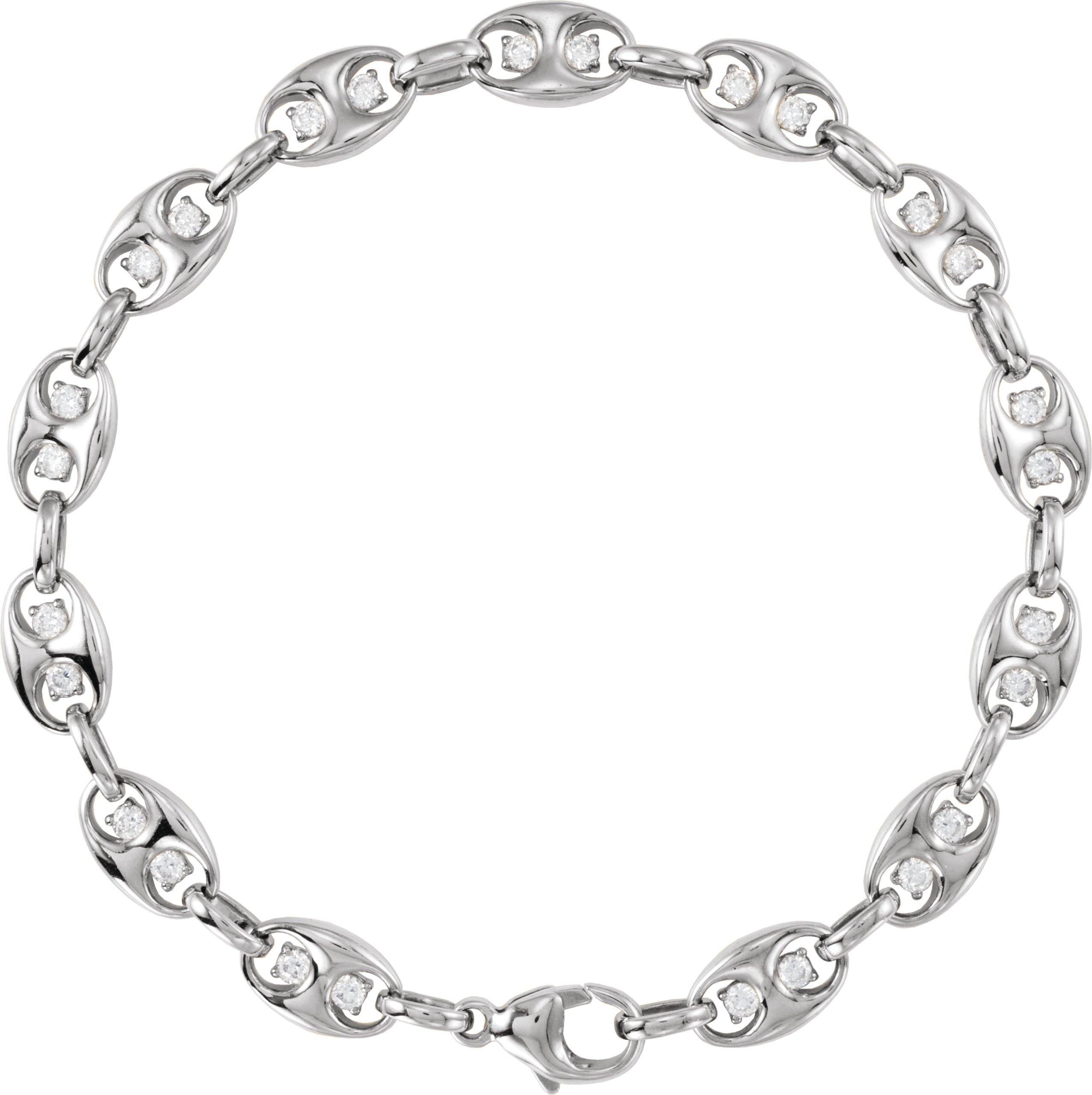 14K White Gold 1 CTW Lab-Grown Diamond Mariner Link 7 1/2 Bracelet