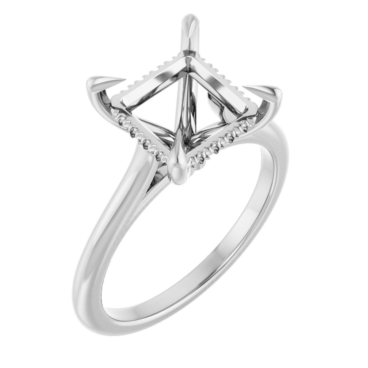 Claw-Prong Hidden Halo-Style Engagement Ring