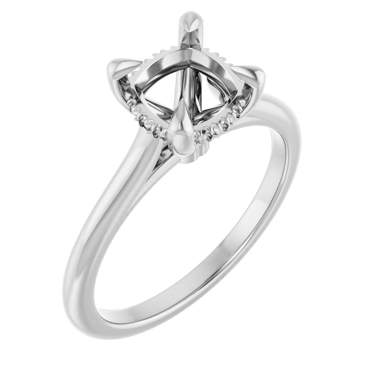 Claw-Prong Hidden Halo-Style Engagement Ring
