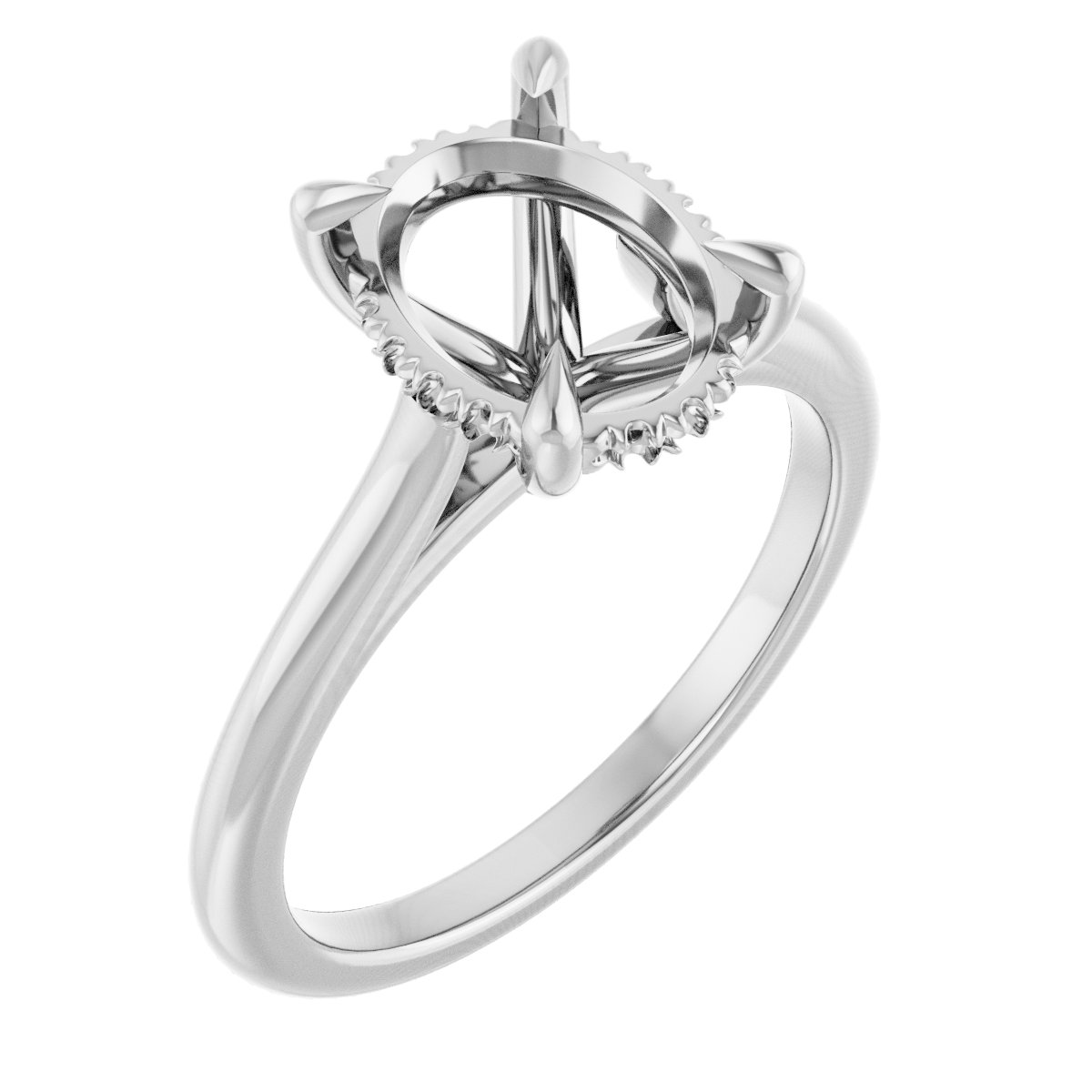 Claw-Prong Hidden Halo-Style Engagement Ring