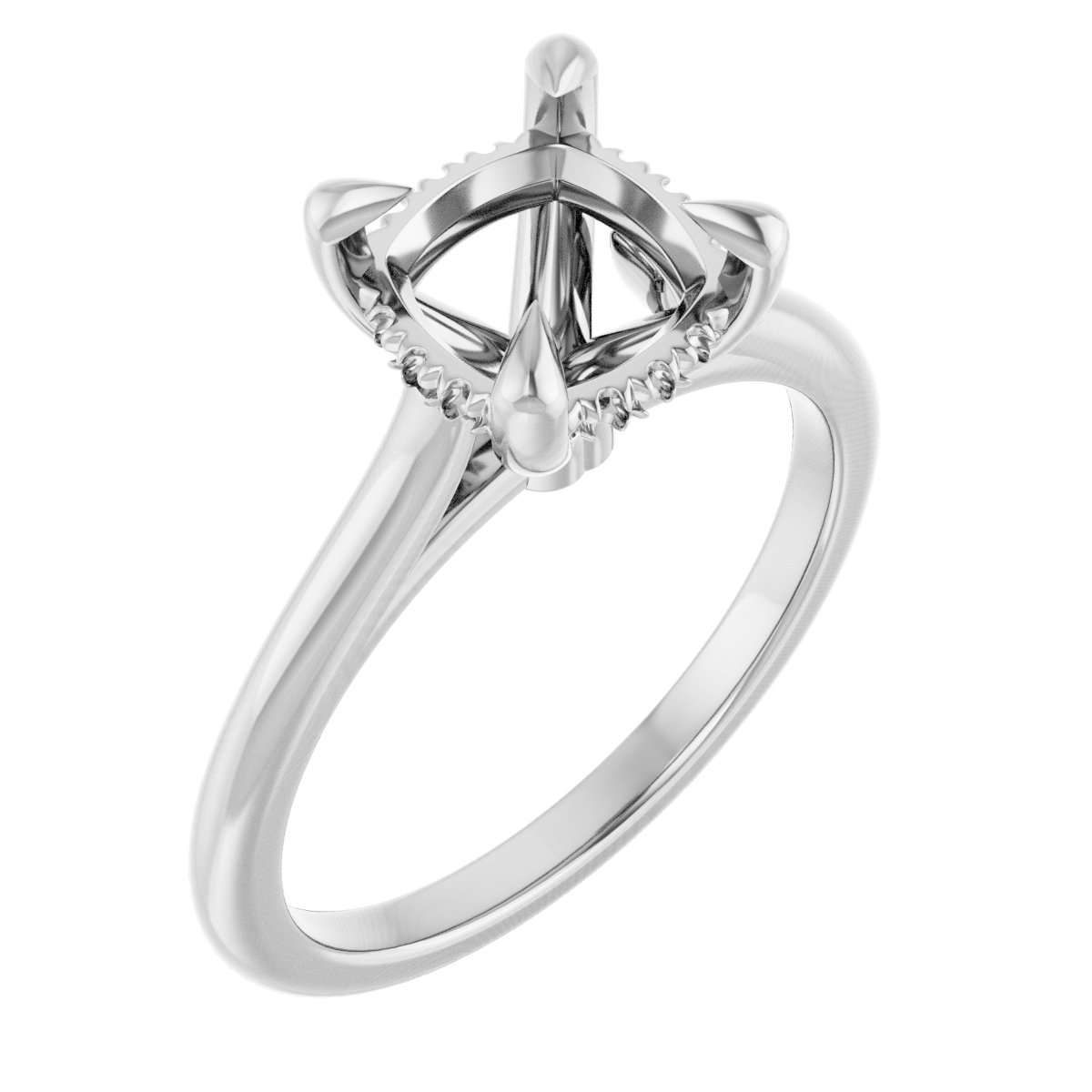 Claw-Prong Hidden Halo-Style Engagement Ring