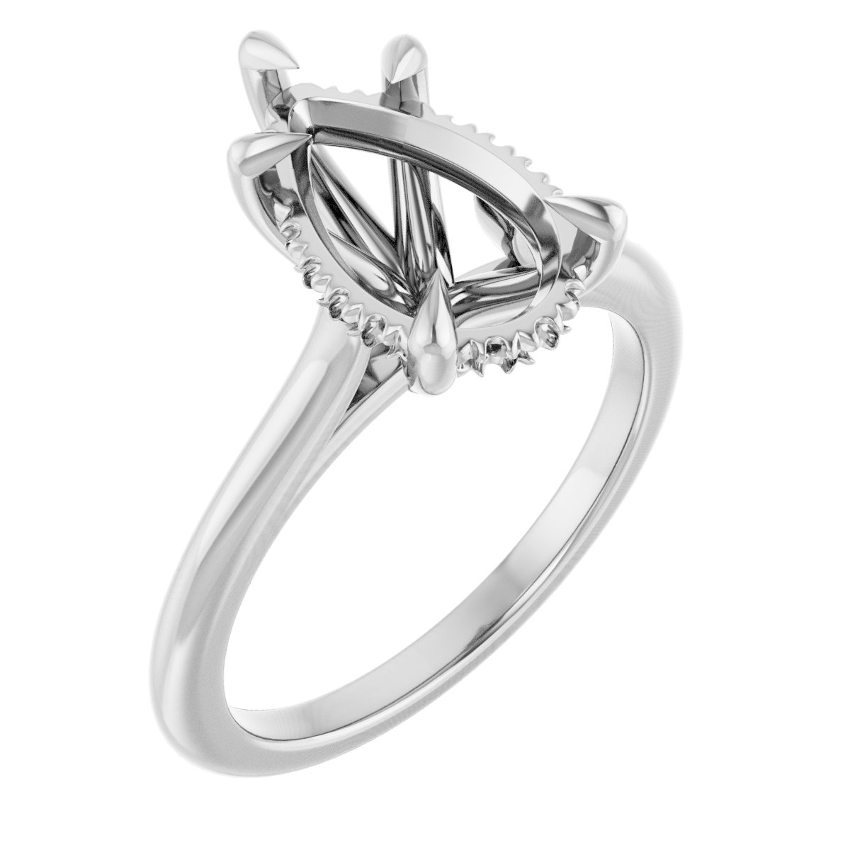 Claw-Prong Hidden Halo-Style Engagement Ring