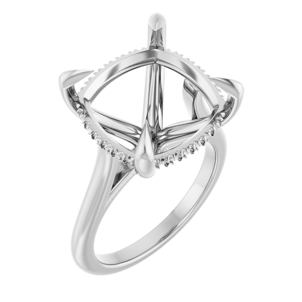 Claw-Prong Hidden Halo-Style Engagement Ring