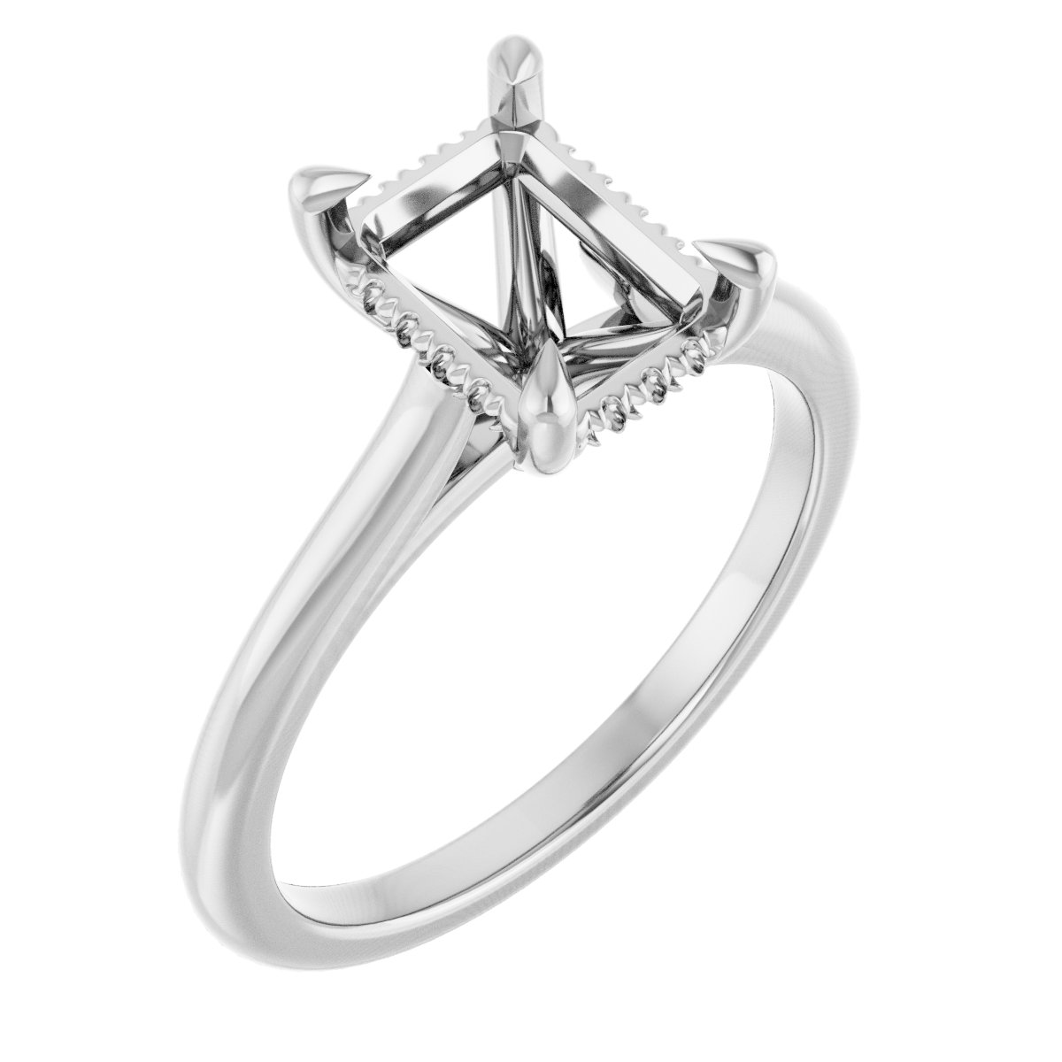 Claw-Prong Hidden Halo-Style Engagement Ring