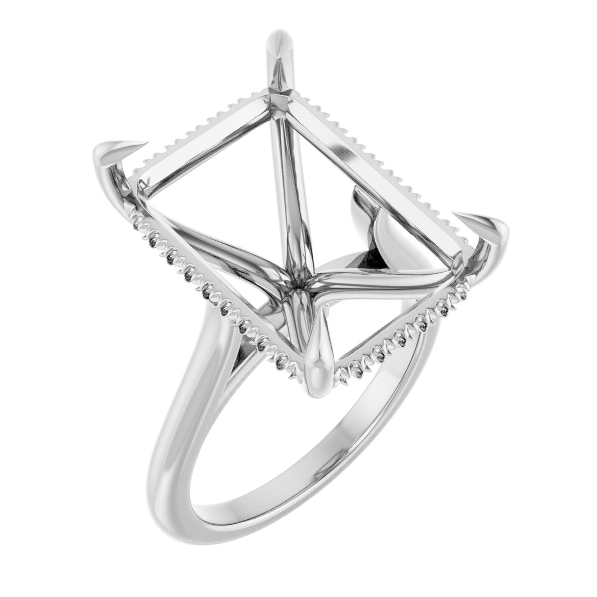 Claw-Prong Hidden Halo-Style Engagement Ring