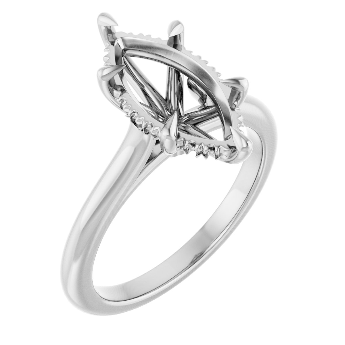 Claw-Prong Hidden Halo-Style Engagement Ring