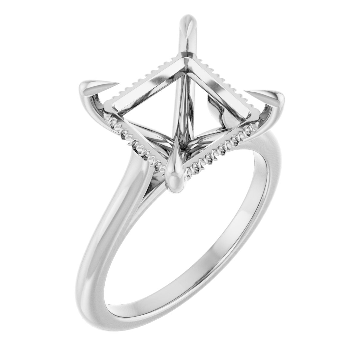 Claw-Prong Hidden Halo-Style Engagement Ring