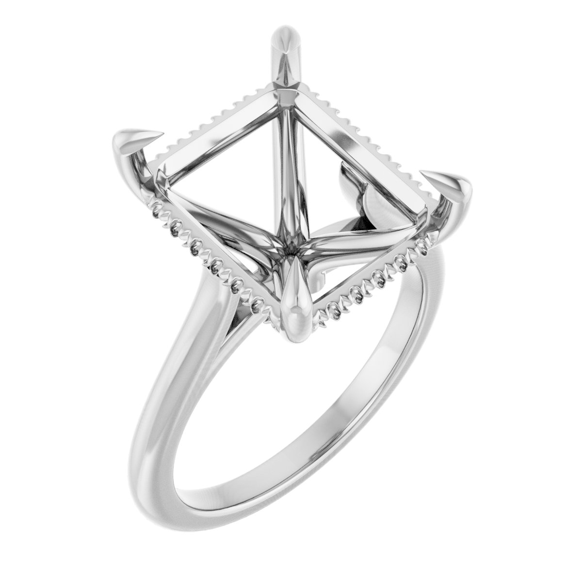 Claw-Prong Hidden Halo-Style Engagement Ring