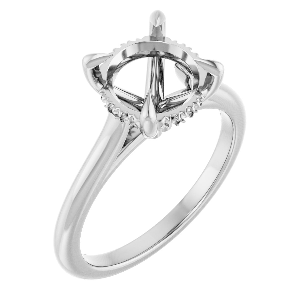 Claw-Prong Hidden Halo-Style Engagement Ring