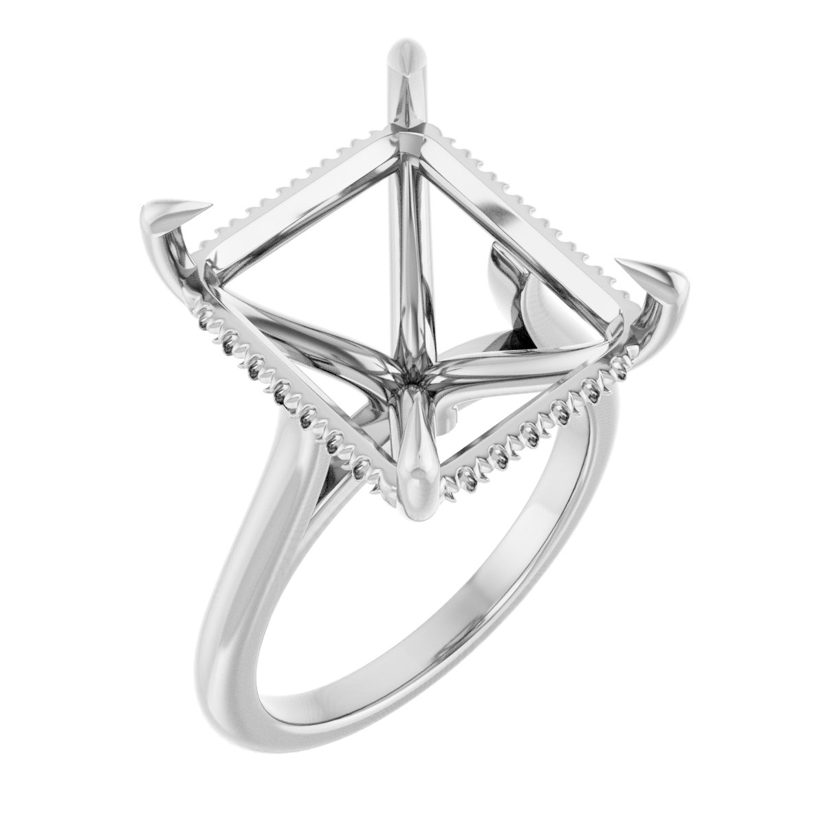Claw-Prong Hidden Halo-Style Engagement Ring