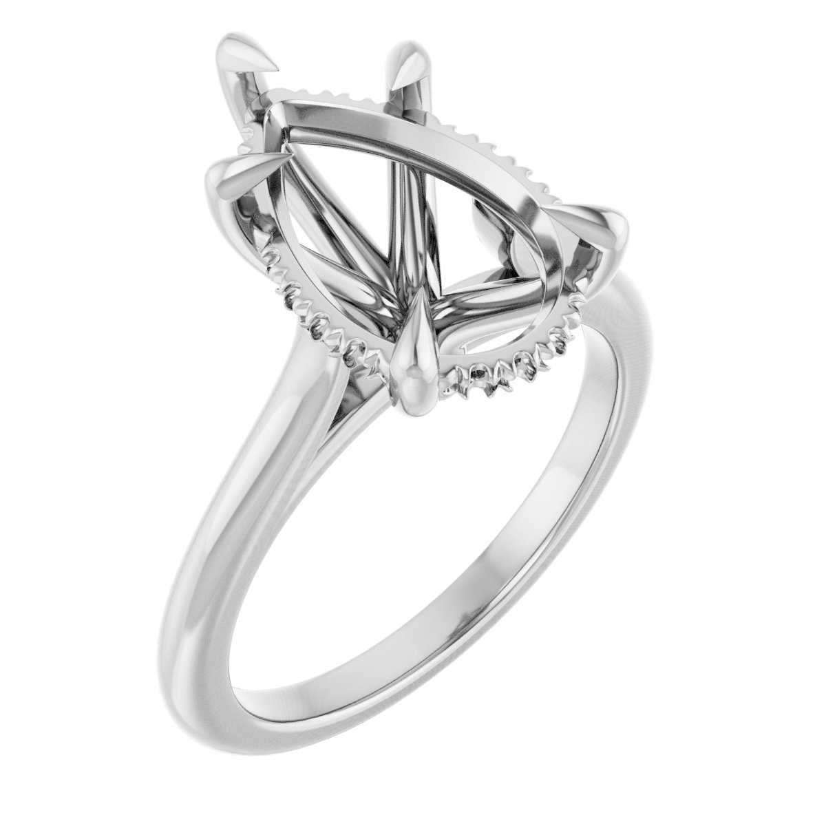 Claw-Prong Hidden Halo-Style Engagement Ring