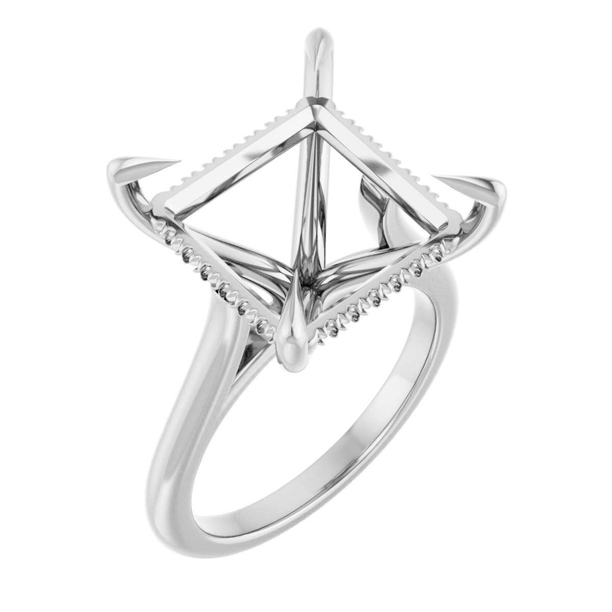 Claw-Prong Hidden Halo-Style Engagement Ring