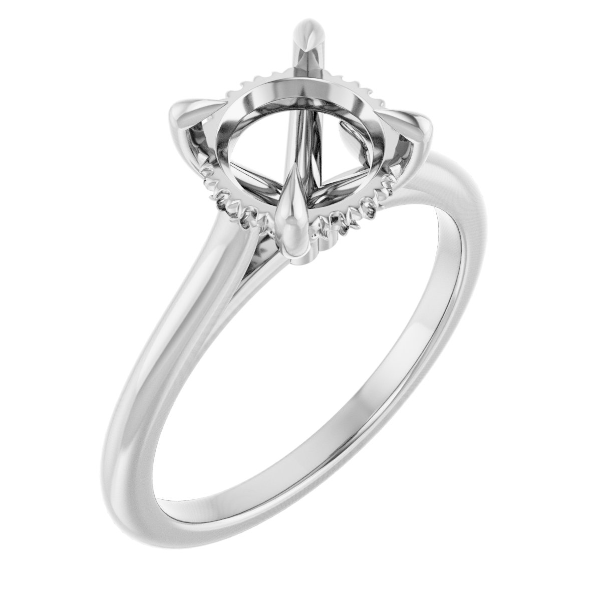 Claw-Prong Hidden Halo-Style Engagement Ring