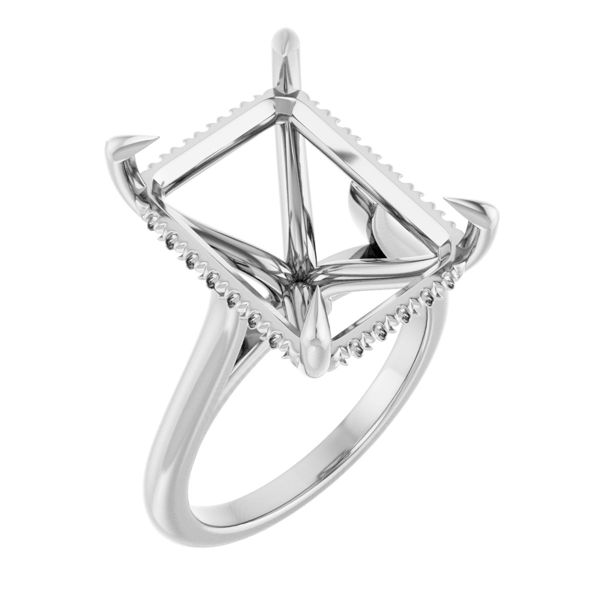 Claw-Prong Hidden Halo-Style Engagement Ring