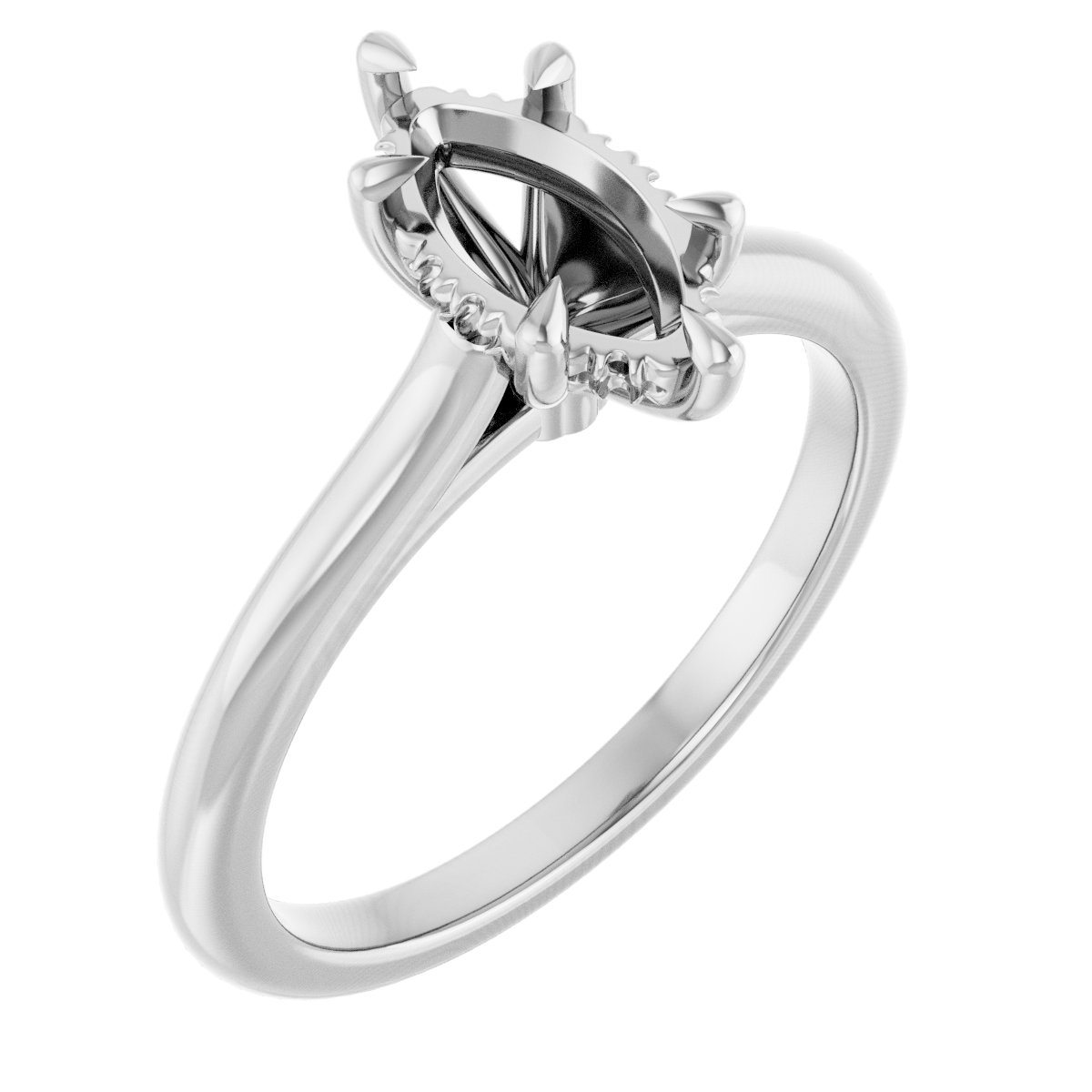 Claw-Prong Hidden Halo-Style Engagement Ring