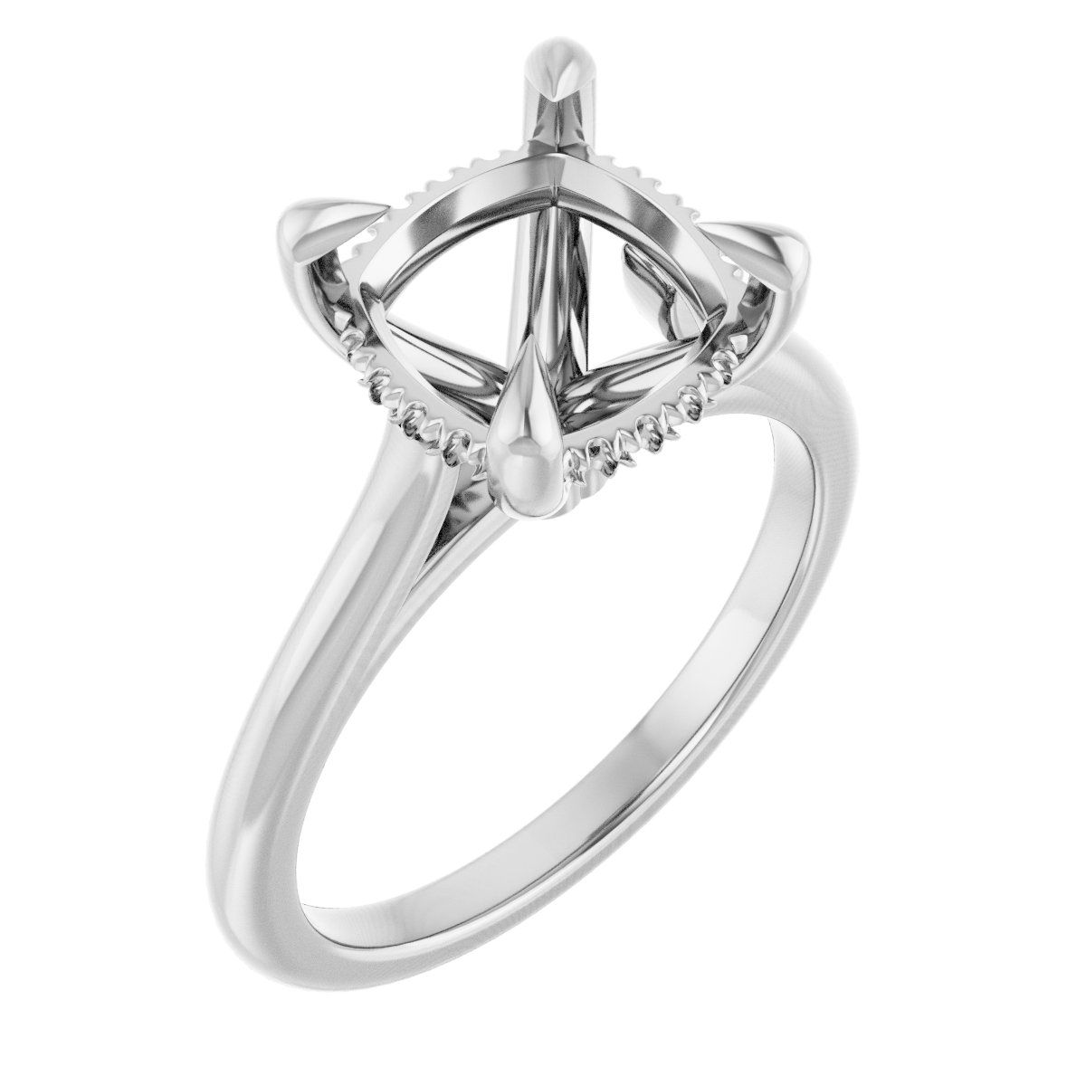 Claw-Prong Hidden Halo-Style Engagement Ring