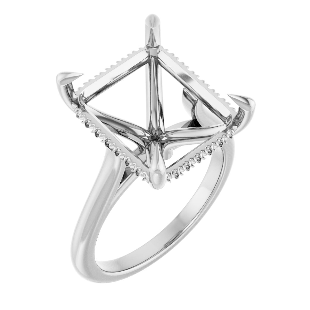 Claw-Prong Hidden Halo-Style Engagement Ring