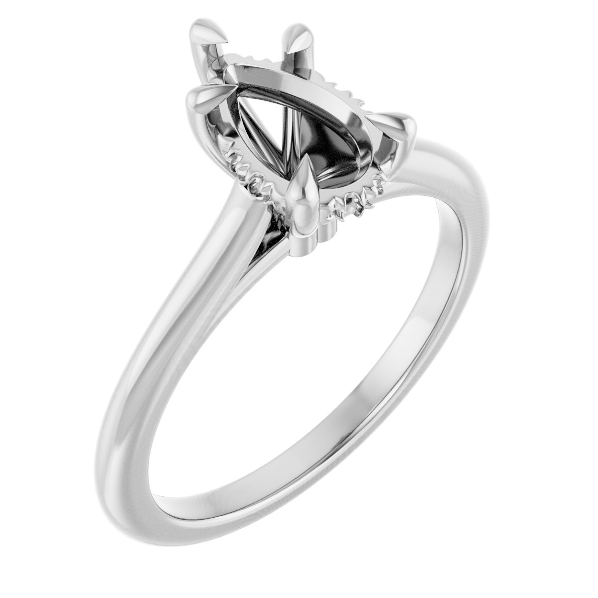 Claw-Prong Hidden Halo-Style Engagement Ring
