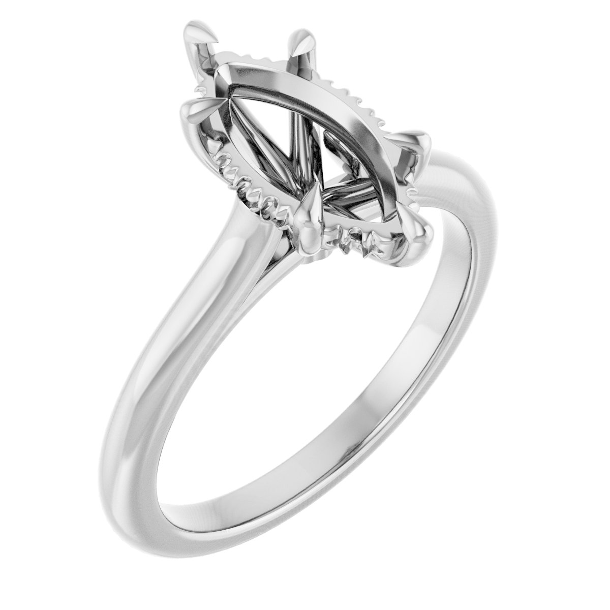Claw-Prong Hidden Halo-Style Engagement Ring