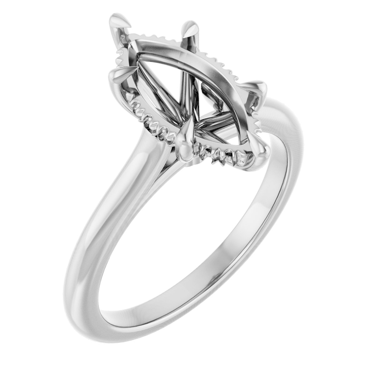 Claw-Prong Hidden Halo-Style Engagement Ring