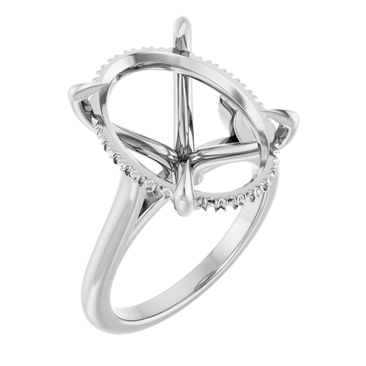 Claw-Prong Hidden Halo-Style Engagement Ring