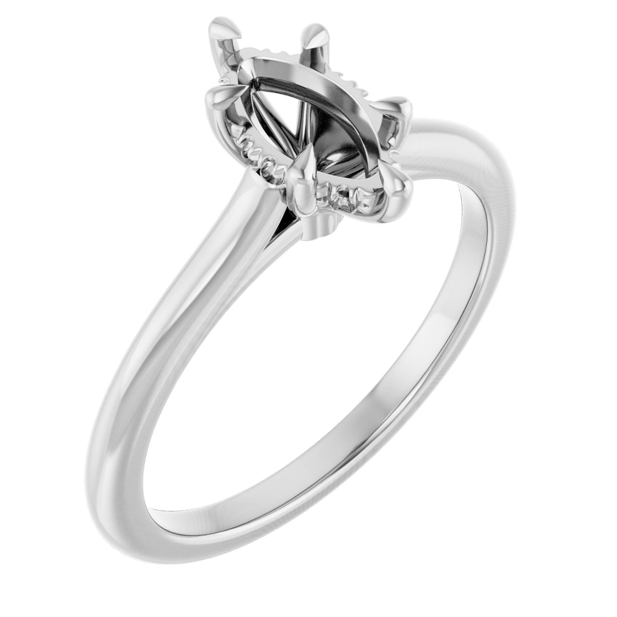 Claw-Prong Hidden Halo-Style Engagement Ring