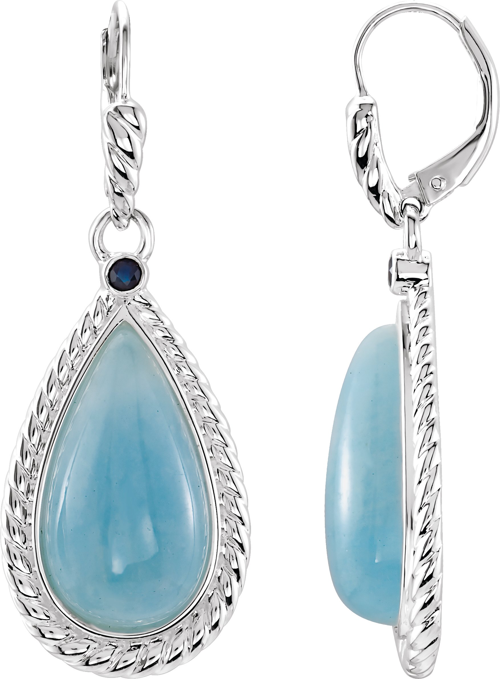 Sterling Silver Natural Aquamarine & Natural Blue Sapphire Earrings