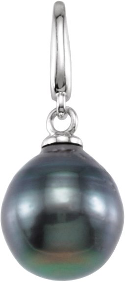 14K White Tahitian Cultured Circle Pearl Charm Ref. 3113205