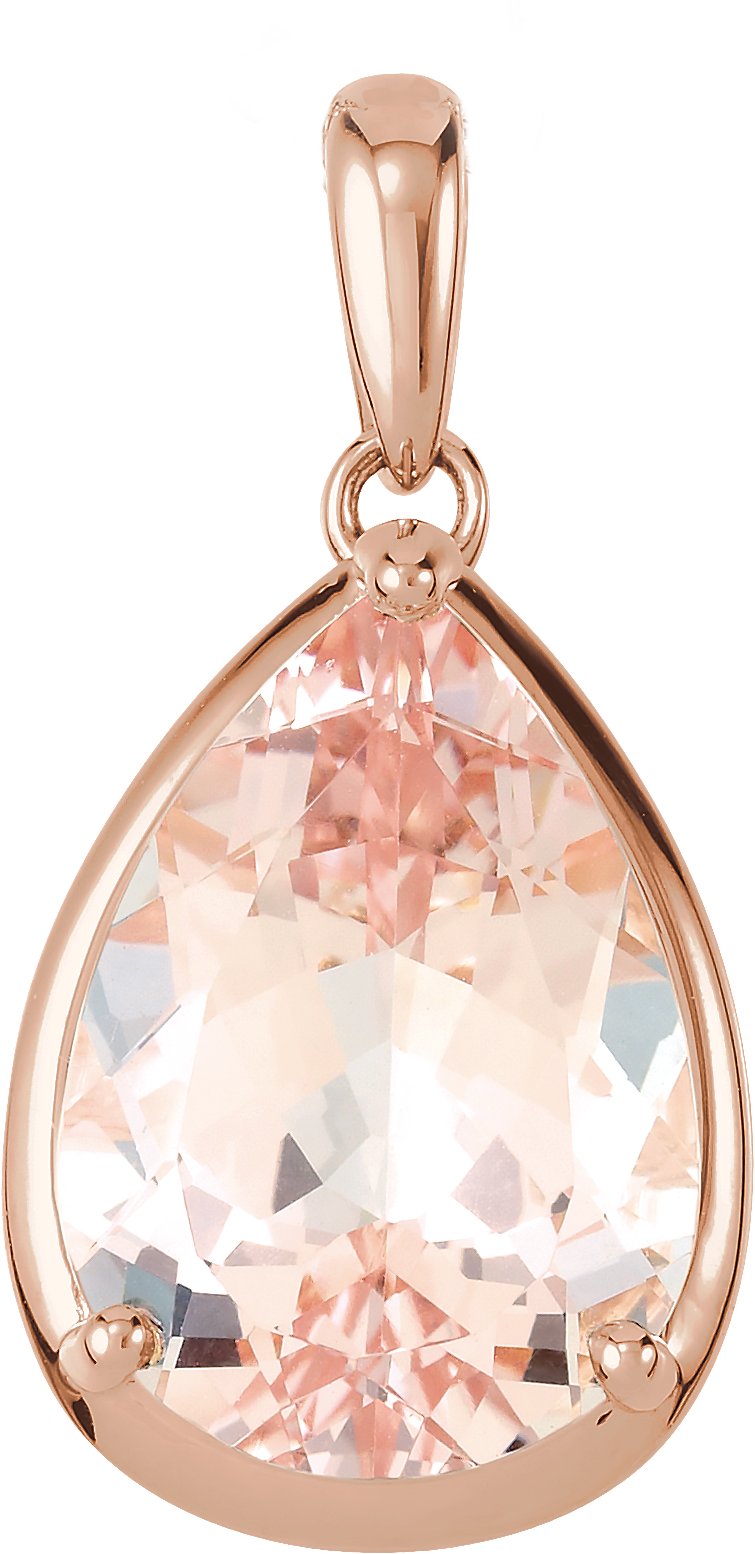 14K Rose Natural Pink Morganite Pendant