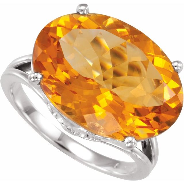 Sterling Silver Natural Citrine Ring 