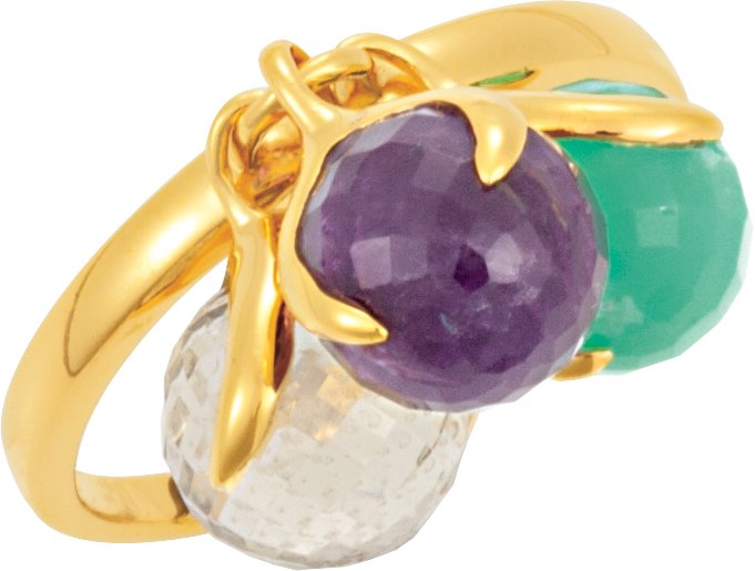 18K Yellow Vermeil Multi-Gemstone Ring Size 6